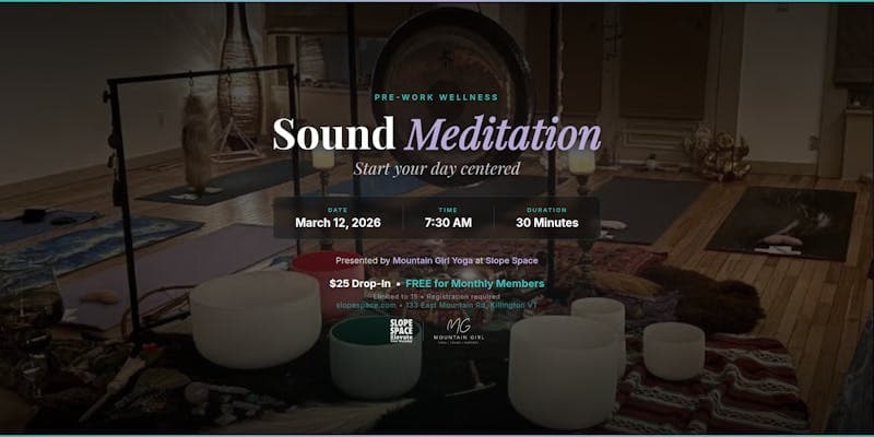 Pre-Work Sound Meditation event at Slope Space with crystal singing bowls