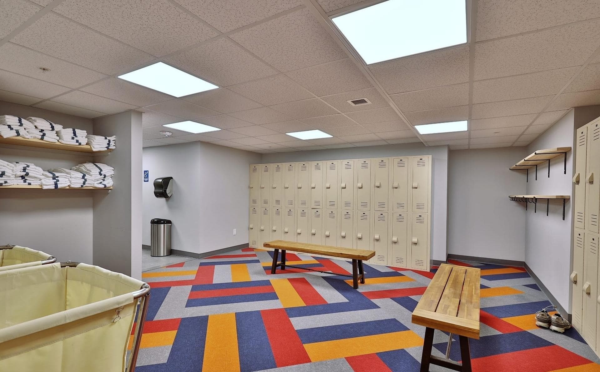 Open floor plan coworking area with natural lighting